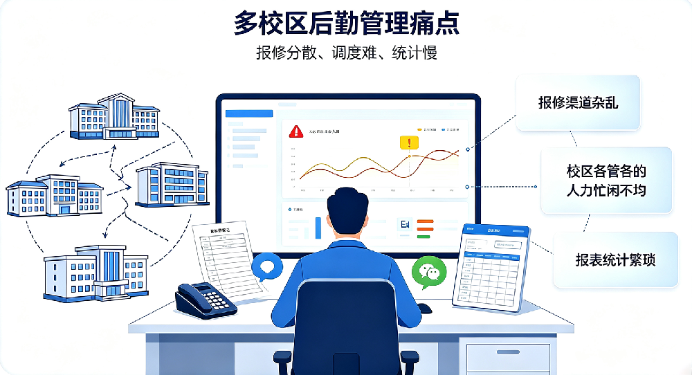 多校区集中调度维修工单一体化软件|校园后勤闭环管理系统
